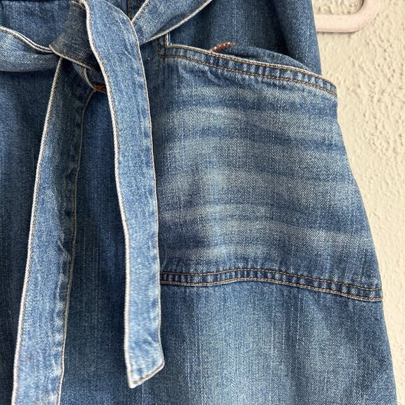 Paul Frank denim wrap skirt medium floral retro lining 70s Hippie Modest column - Picture 12 of 13